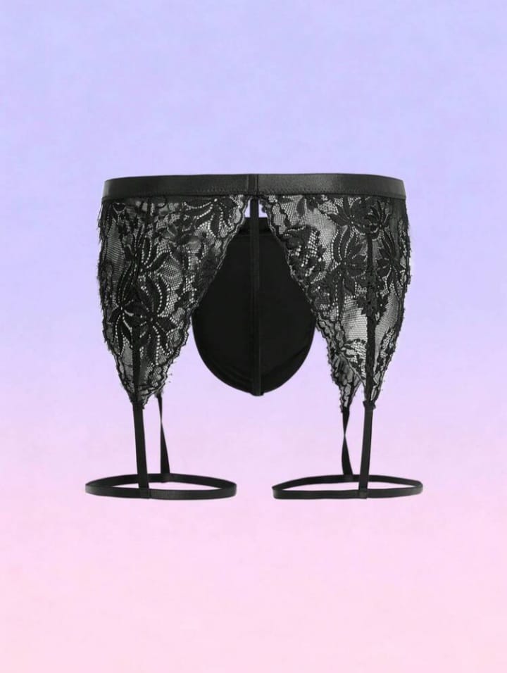 Men's Contrast Lace Leg Garter Sexy Briefs